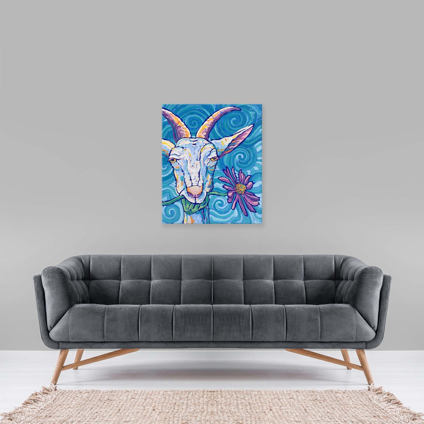 Goat with Coneflower - 20x24
