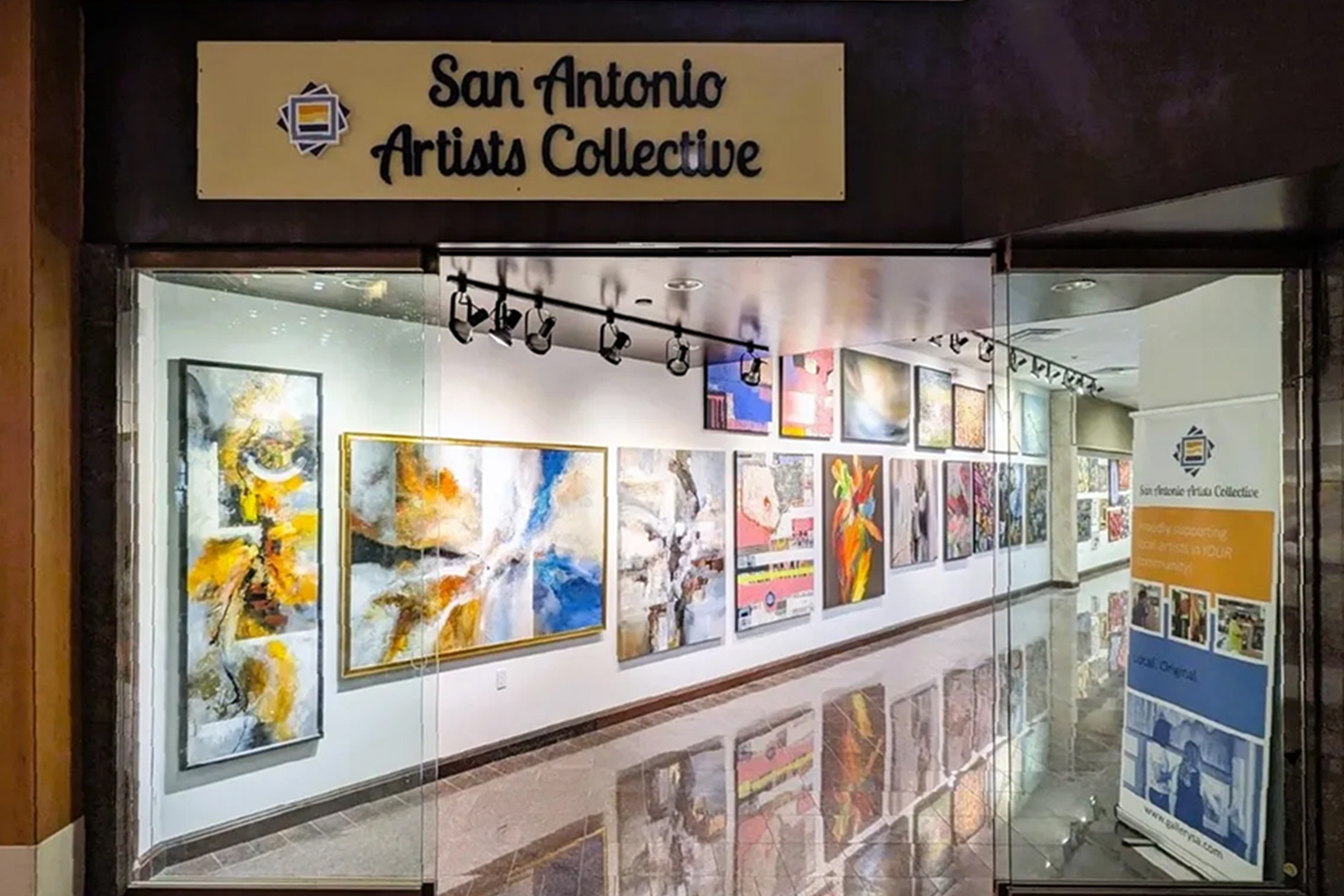 San Antonio Artists Collective Gallery’s storefront at the North Star Shopping Mall in San Antonio, TX