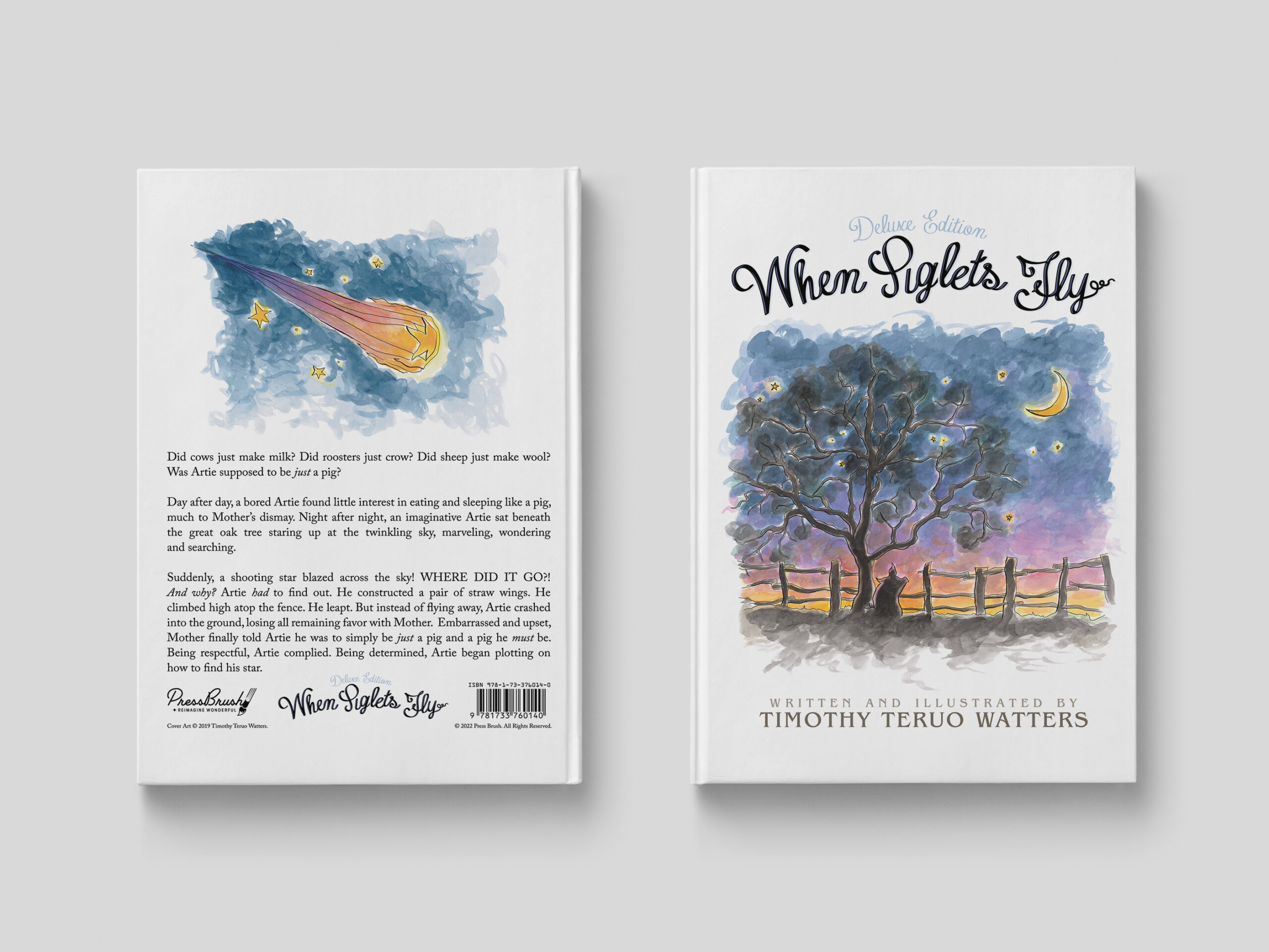 Image of the back and cover of the book When Piglets Fly Deluxe Edition by Timothy Teruo Watters