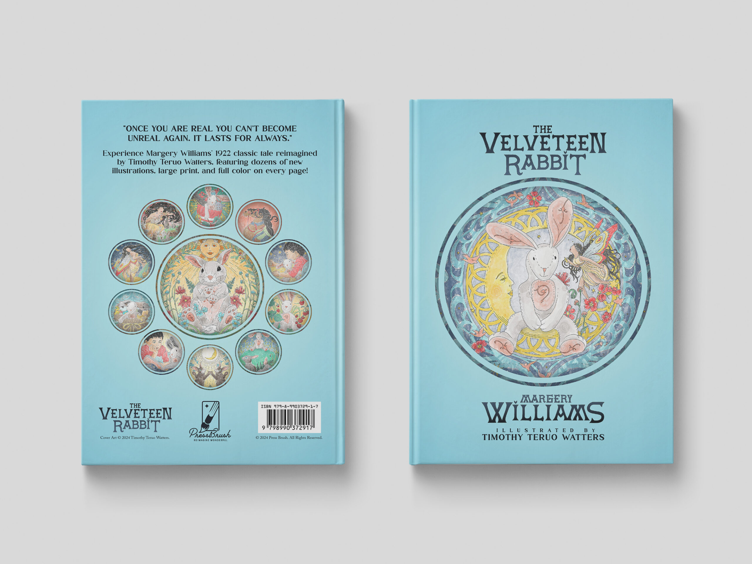 Image of the back and front cover of the book The Velveteen Rabbit Illustrated by Timothy Teruo Watters