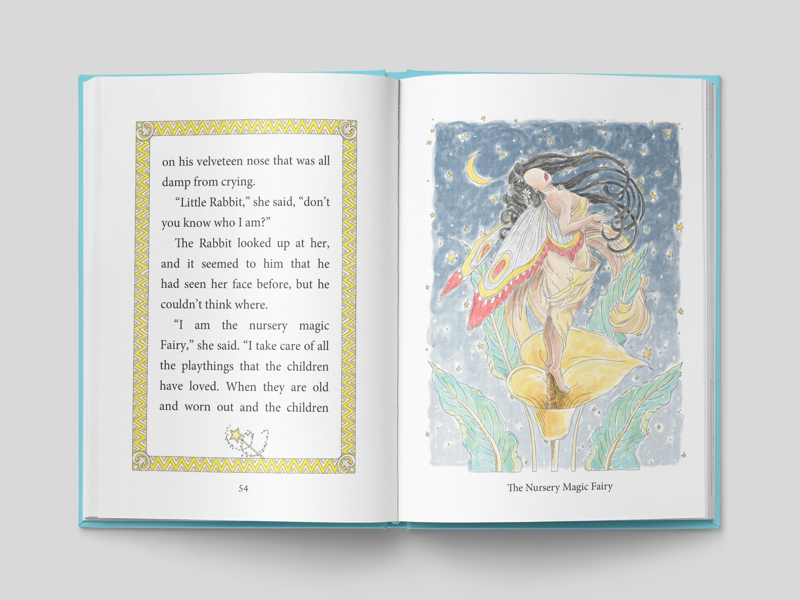 Image of pages 54 and 55 of the book The Velveteen Rabbit Illustrated by Timothy Teruo Watters