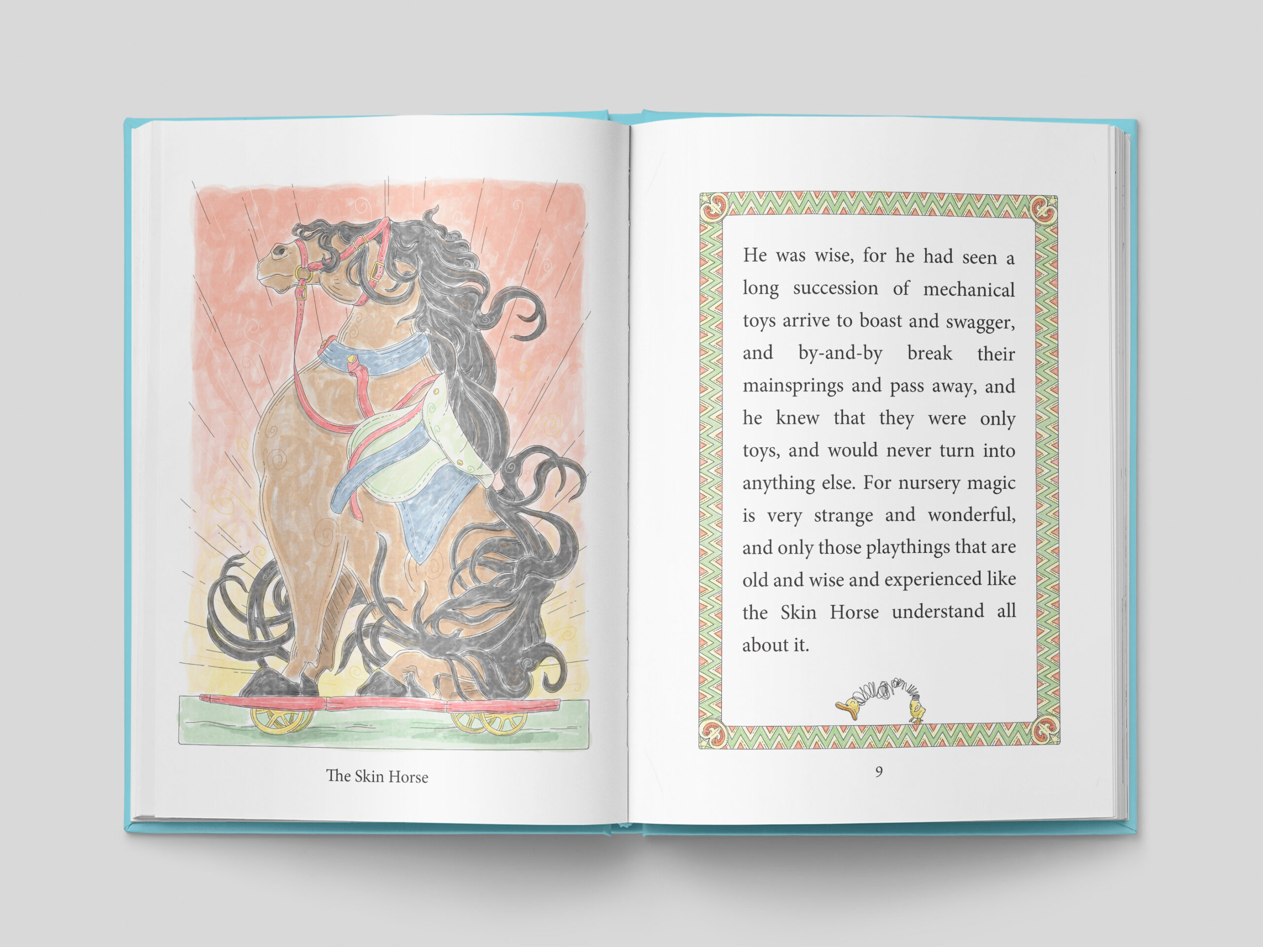 Image of pages 8 and 9 of the book The Velveteen Rabbit Illustrated by Timothy Teruo Watters